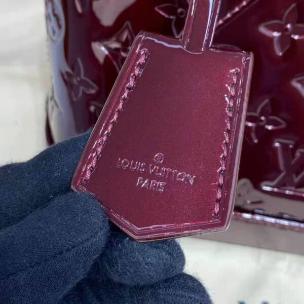 Louis Vuitton LV Unisex Alma BB Handbag Amarante Red Monogram Vernis Embossed Patent Calf Leather (7)