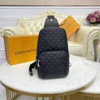 Louis Vuitton LV Unisex Avenue Sling Bag Black Damier Infini Cowhide Leather