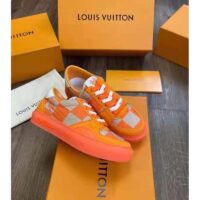 Louis Vuitton LV Unisex LV Ollie Sneaker Orange Raffia Leather Double Laces Vuitton Signature