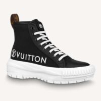 Louis Vuitton LV Unisex LV Squad Sneaker Boot Black Canvas and Calf Leather