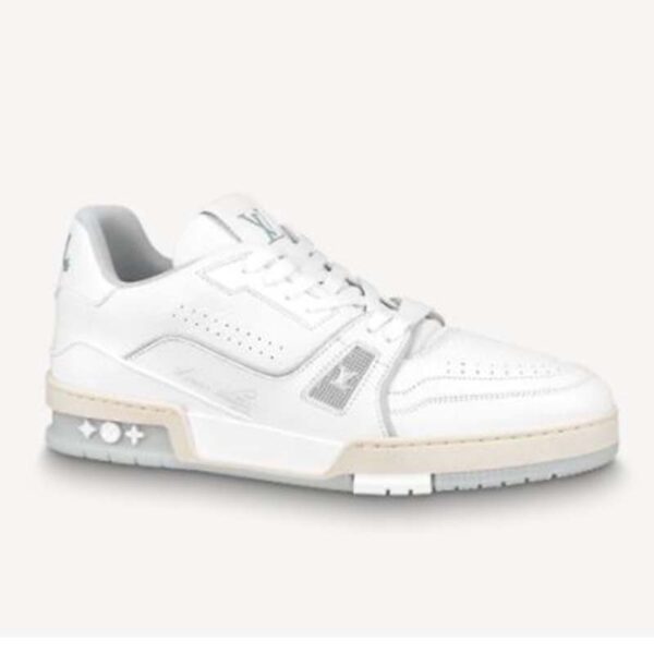Louis Vuitton LV Unisex LV Trainer Sneaker White Grained Calf Leather Rubber Outsole