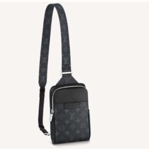 Louis Vuitton LV Unisex Outdoor Sling Bag Taigarama Noir Black Coated Canvas Cowhide Leather