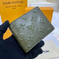 Louis Vuitton LV Unisex Slender Wallet Khaki Monogram Seal Cowhide Leather