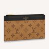 Louis Vuitton LV Unisex Slim Purse Black Monogram Reverse Coated Canvas Cowhide Leather