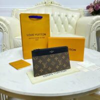 Louis Vuitton LV Unisex Slim Purse Brown Monogram Reverse Coated Canvas Cowhide Leather