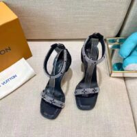 Louis Vuitton LV Women Appeal Sandal Black Suede Baby Goat Leather and Strass