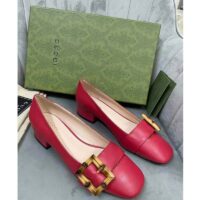 Louis Vuitton LV Women Ballet Flat with Bamboo Buckle Dark Red Leather