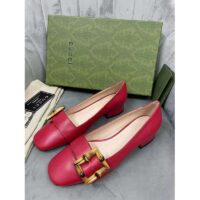 Louis Vuitton LV Women Ballet Flat with Bamboo Buckle Dark Red Leather