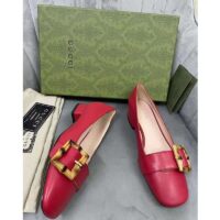 Louis Vuitton LV Women Ballet Flat with Bamboo Buckle Dark Red Leather