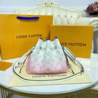 Louis Vuitton LV Women Bella Bucket Bag Gradient Pink Mahina Perforated Calf Leather1 (1)