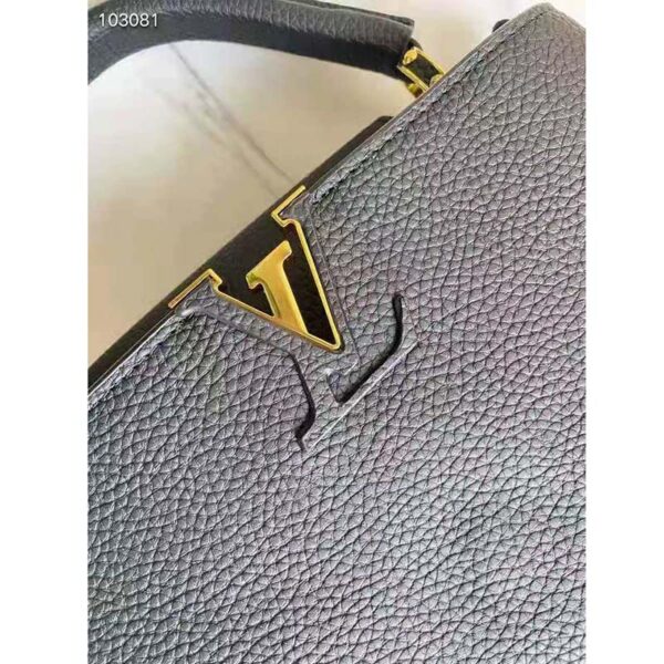 Louis Vuitton LV Women Capucines MM Handbag Black Taurillon Leather (6)