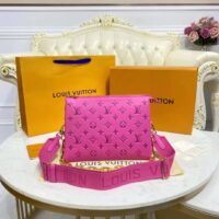 Louis Vuitton LV Women Cruissin PM Handbag Pink Purple Monogram Embossed Puffy Lambskin