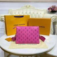 Louis Vuitton LV Women Cruissin PM Handbag Pink Purple Monogram Embossed Puffy Lambskin