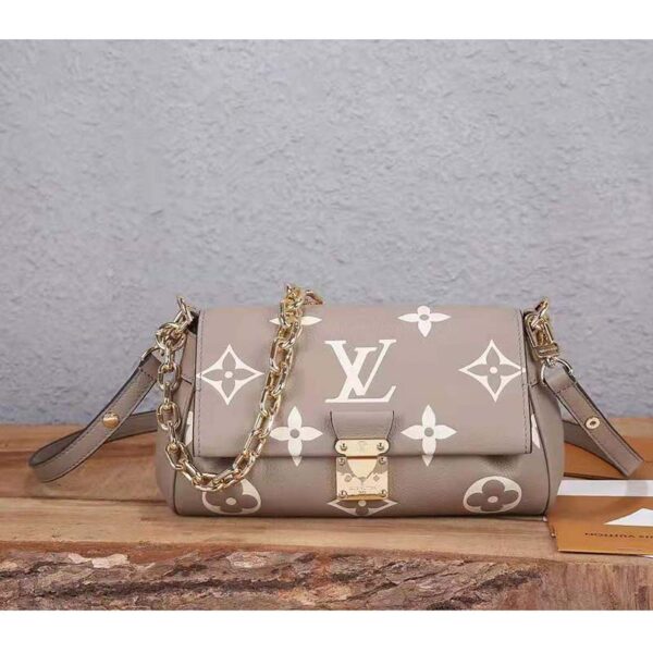 Louis Vuitton LV Women Favorite Tourterelle Gray Cream Monogram Empreinte Embossed Supple Grained Cowhide (5)