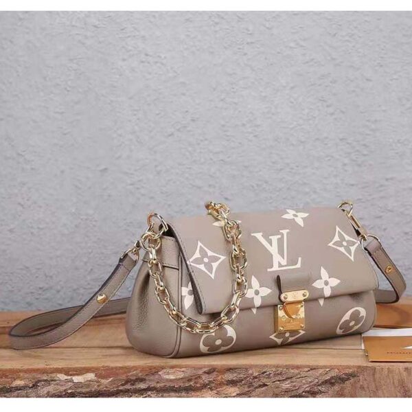 Louis Vuitton LV Women Favorite Tourterelle Gray Cream Monogram Empreinte Embossed Supple Grained Cowhide (6)