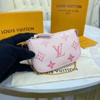 Louis Vuitton LV Women Mini Pochette Accessoires Pink Monogram Empreinte Embossed Supple Grained Cowhide