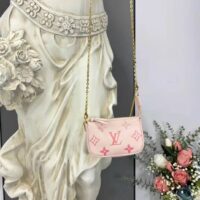 Louis Vuitton LV Women Mini Pochette Accessoires Pink Monogram Empreinte Embossed Supple Grained Cowhide