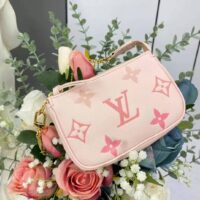 Louis Vuitton LV Women Mini Pochette Accessoires Pink Monogram Empreinte Embossed Supple Grained Cowhide