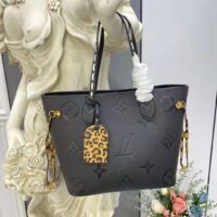 Louis Vuitton LV Women Neverfull MM Tote Bag Wild at Heart Black Embossed Supple Grained Cowhide