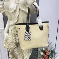 Louis Vuitton LV Women Neverfull MM Tote Bag Wild at Heart Cream Embossed Supple Grained Cowhide