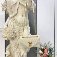 Louis Vuitton LV Women New Wave Chain Bag Handbag  White Smooth Cowhide Leather