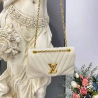 Louis Vuitton LV Women New Wave Chain Bag Handbag  White Smooth Cowhide Leather