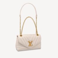 Louis Vuitton LV Women New Wave Chain Bag Handbag  White Smooth Cowhide Leather