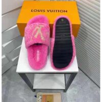 Louis Vuitton LV Women Paseo Flat Comfort Mule Pink Shearling LV Initials Monogram Flowers