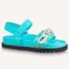 Louis Vuitton LV Women Paseo Flat Comfort Sandal Mint Green Monogram Embossed Lamb Calf Leather