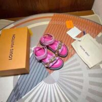 Louis Vuitton LV Women Paseo Flat Comfort Sandal Pink Monogram Embossed Lamb and Calf Leather