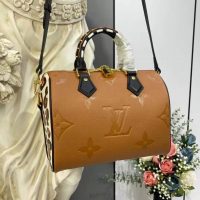 Louis Vuitton LV Women Speedy Bandoulière 25 Handbag Caramel Embossed Supple Grained Cowhide