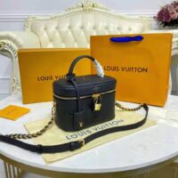 Louis Vuitton LV Women Vanity PM Handbag Black Embossed Grained Cowhide Leather