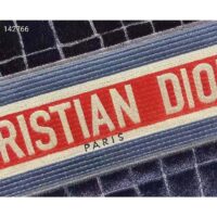 Dior Women Dior Book Tote Blue Crocodile Effect Embroidered Velvet