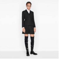 Dior Women Shoes D-Doll Thigh Boot Black Crinkled and Stretch Patent Calfskin