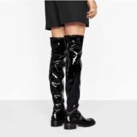 Dior Women Shoes D-Doll Thigh Boot Black Crinkled and Stretch Patent Calfskin