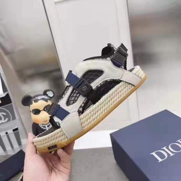 Dior Women Shoes Dior Atlas Sandal Beige Black Dior Oblique Jacquard Beige Suede (10)