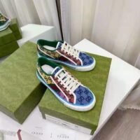 Gucci GG Unisex Gucci Tennis 1977 GG Multicolor Sneaker Green and Blue GG Canvas