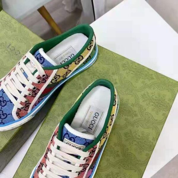 Gucci GG Unisex Gucci Tennis 1977 GG Multicolor Sneaker Green and Blue GG Canvas (11)