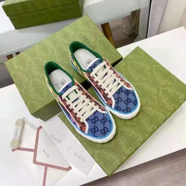 Gucci GG Unisex Gucci Tennis 1977 GG Multicolor Sneaker Green and Blue GG Canvas (4)