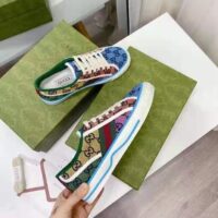 Gucci GG Unisex Gucci Tennis 1977 GG Multicolor Sneaker Green and Blue GG Canvas