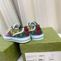 Gucci GG Unisex Gucci Tennis 1977 GG Multicolor Sneaker Green and Blue GG Canvas