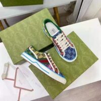 Gucci GG Unisex Gucci Tennis 1977 GG Multicolor Sneaker Green and Blue GG Canvas