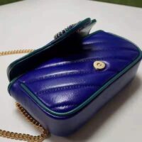 Gucci Unisex GG Marmont Super Mini Bag Blue Diagonal Matelassé Leather