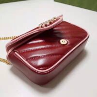 Gucci Unisex GG Marmont Super Mini Bag Dark Red Diagonal Matelassé Leather