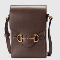 Gucci Unisex Gucci Horsebit 1955 Mini Bag Brown Leather Gold-Toned Hardware