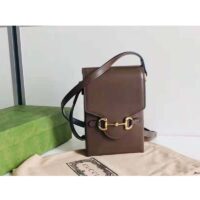 Gucci Unisex Gucci Horsebit 1955 Mini Bag Brown Leather Gold-Toned Hardware