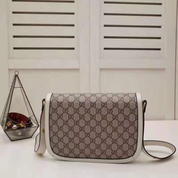 Gucci Unisex Gucci Horsebit 1955 Small Shoulder Bag Beige Ebony GG Supreme Canvas】 (7)