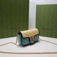 Gucci Unisex Online Exclusive GG Marmont Mini Bag Butter Light Blue Diagonal Matelassé Leather