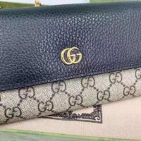 Gucci Women GG Marmont Chain Wallet Beige and Ebony GG Supreme Canvas