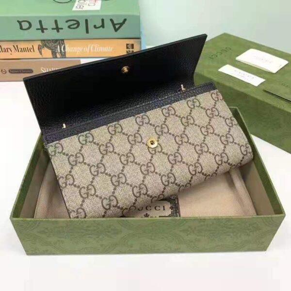 Gucci Women GG Marmont Chain Wallet Beige and Ebony GG Supreme Canvas (7)